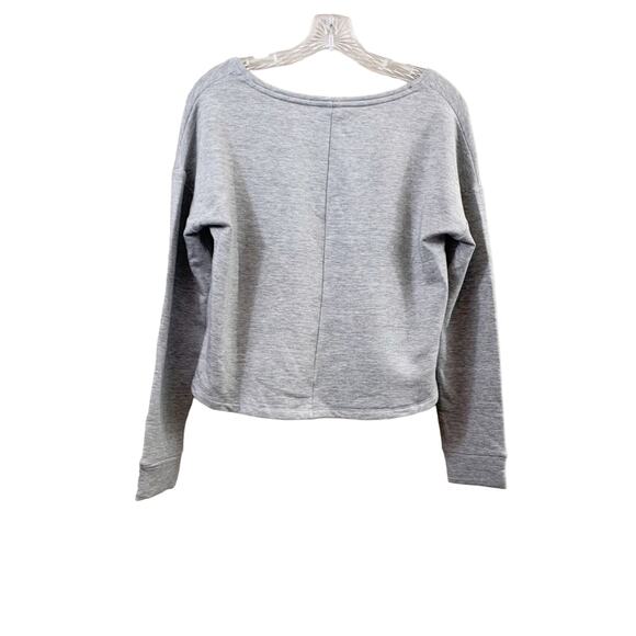 Core 10 Scoop V-Neck Crop Long Sleeve Gray Sweatshirt - Picture 6 of 6